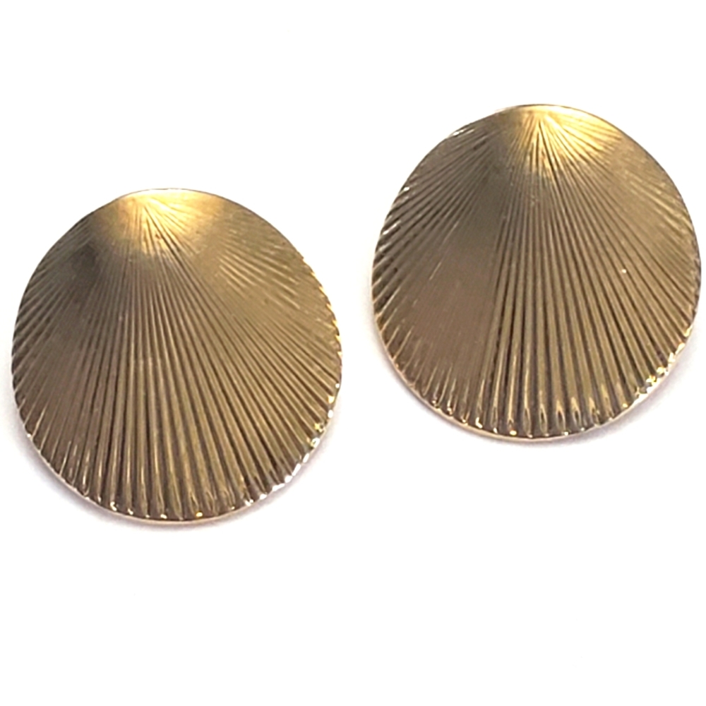 VINTAGE MONET Goldtone Seashell Pierced Earrings